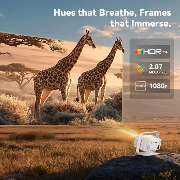 Smart 4K WiFi Bluetooth Projector, Native 1080P HDR10+ Portable Home Theater - Picture 4 of 9